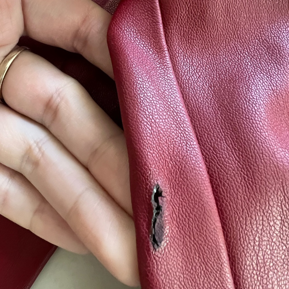 Zara pleather Maroon Pants - Picture 11 of 12